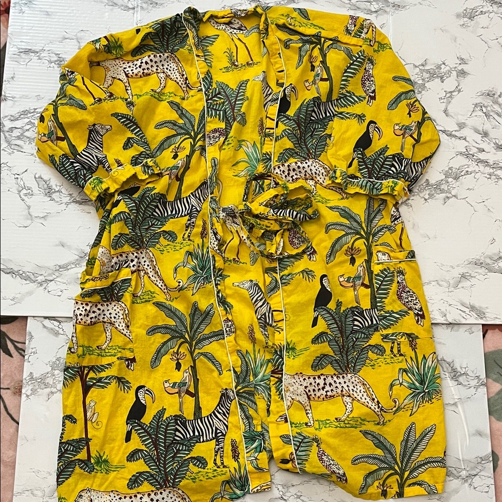 Yellow Animal Print Robe
